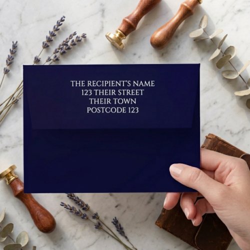 Navy Blue Return Address Envelopes | Elegant