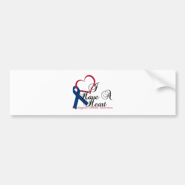 Navy Blue Ribbon Huntington's Disease Awareness Bumper Sticker (Front)