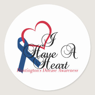 Navy Blue Ribbon Huntington's Disease Awareness Classic Round Sticker