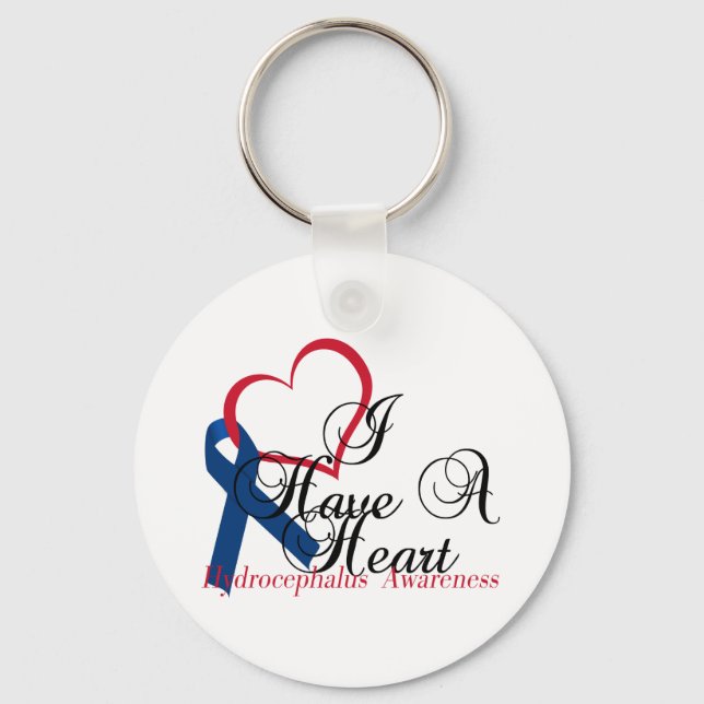 Navy Blue Ribbon Hydrocephalus Awareness Keychain (Front)