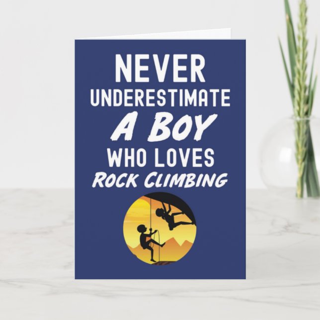 Navy Blue Rock Climbing Cards For Boys For Kids (Front)
