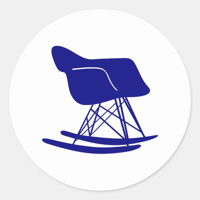 Navy Blue Rocking Chair Mid Century Modern Sticker (Front)