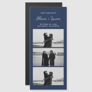 Navy Blue Romantic Photo Strip Magnetic Wedding