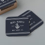 Navy Blue Rope & Anchor Boat Name Square Square Paper Coaster