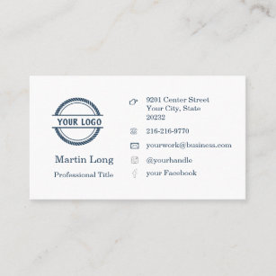 Navy Blue Rope Circle Logo and Social Business Card