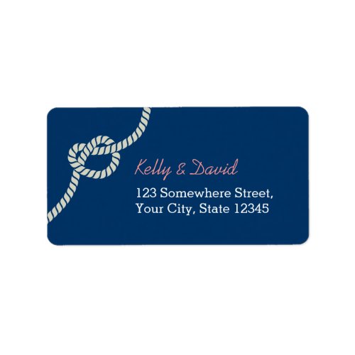 Navy Blue Rope Knot Nautical Wedding Label