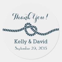 Navy Blue Rope Knot Wedding Favor Stickers