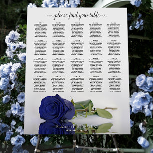 Navy Blue Rose 20 Table Wedding Seating Chart Foam Board