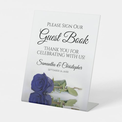 Navy Blue Rose Elegant Please Sign Our Guest Book