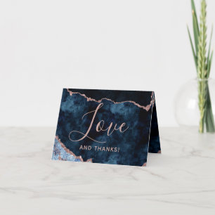Navy Blue & Rose Gold Agate Marble Thank You Photo