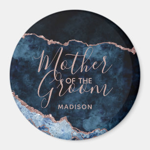 Navy Blue & Rose Gold Agate Mother of the Groom Magnet