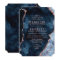 Navy Blue & Rose Gold Agate Wedding Invitations