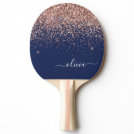 Navy Blue Rose Gold Blush Pink Glitter Monogram Ping Pong Paddle Navy Blue Rose Gold Blush Pink Glitter Monogram Ping Pong Paddle
