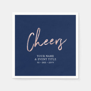Navy Blue & Rose Gold Cheers Party Celebrations Napkins