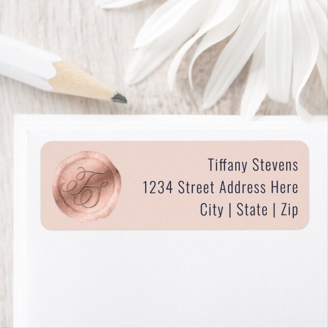 Navy Blue & Rose Gold Company Logo Return Address Label (Insitu)