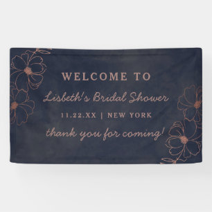 Navy Blue & Rose Gold Foil Bridal Shower Welcome Banner