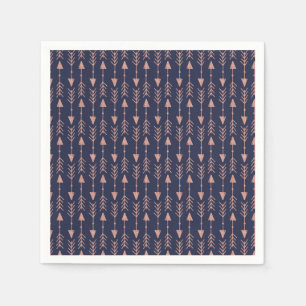 Navy Blue Rose Gold Foil Hipster Tribal Arrows Napkins