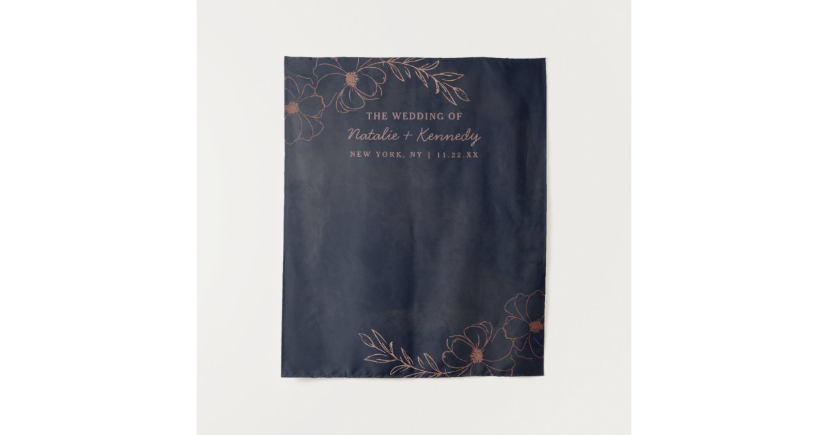 Navy Blue Amp Rose Gold Foil Photo Booth Backdrop Zazzle Com