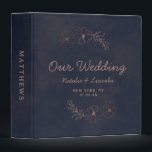 Navy Blue & Rose Gold Foil Wedding Photo Album 3 Ring Binder<br><div class="desc">Navy Blue & Rose Gold Foil Floral Border Wedding Design with hand drawn flowers, Leaves, and watercolor background. A Chic and Modern Look for an Autumn Fall or winter wedding, with bold color palette : Navy blue, and rose gold faux foil details. Hand drawn Floral elements, Modern trendy Script Font...</div>