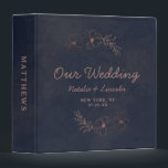 Navy Blue & Rose Gold Foil Wedding Photo Album 3 Ring Binder<br><div class="desc">Navy Blue & Rose Gold Foil Floral Border Wedding Design with hand drawn flowers, Leaves, and watercolor background. A Chic and Modern Look for an Autumn Fall or winter wedding, with bold color palette : Navy blue, and rose gold faux foil details. Hand drawn Floral elements, Modern trendy Script Font...</div>