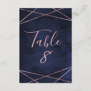 Navy Blue & Rose Gold Geometric Table Numbers
