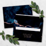 Navy Blue & Rose Gold Gilded Agate Marble Wedding Envelope<br><div class="desc">Navy Blue & Rose Gold Foil Watercolor Marble Agate Gilded Geode Design,  with Modern and Script fonts. Trendy and Chic Wedding Envelopes! ~ Check my shop to see the entire wedding suite for this design!</div>