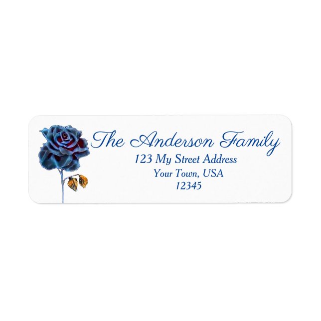 Navy Blue Rose Gold Leaf Label (Front)