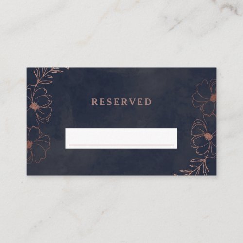 Navy Blue  Rose Gold Reserved Seating Wedding Place Card