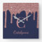 Navy Blue Rose Gold Sparkle Glitter Drips Monogram