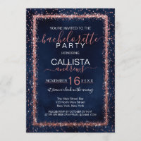 Navy Blue Rose Gold Sprinkle Confetti Bachelorette