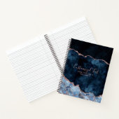 Navy Blue & Rose Gold Watercolor Marble Agate Gilt Notebook (Inside)