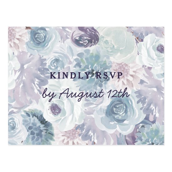 Navy Blue & Rose Gold Wedding Meal Choice RSVP Postcard