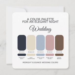 Navy Blue & Rose Gold Winter Wedding Color Palette Invitation