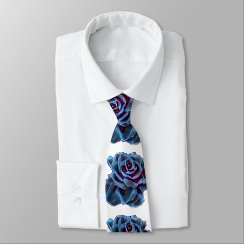 Navy Blue Rose Groom White Wedding  Neck Tie