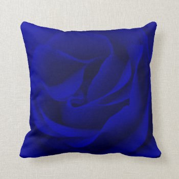 Navy Blue Rose Magnified Throw Pillow by RewStudio at Zazzle