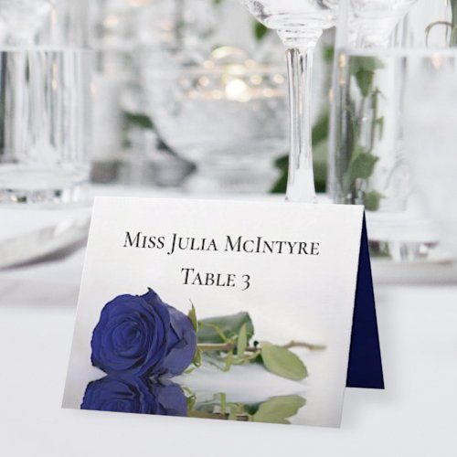 Navy Blue Rose Wedding DIY Fold Place Card