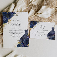 Navy Blue Roses & Dress Gold Sweet 16 Party