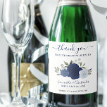 Navy Blue Roses Elegant Boho Wedding Thank You Sparkling Wine Label<br><div class="desc">These beautiful sparkling wine labels are perfect for thanking special wedding guests or members of your bridal party. or for your rehearsal dinner, bridal shower, or reception. The rustic boho chic design features a cluster of hand painted watercolor roses and foliage in shades of dusty blue, navy, and indigo. The...</div>