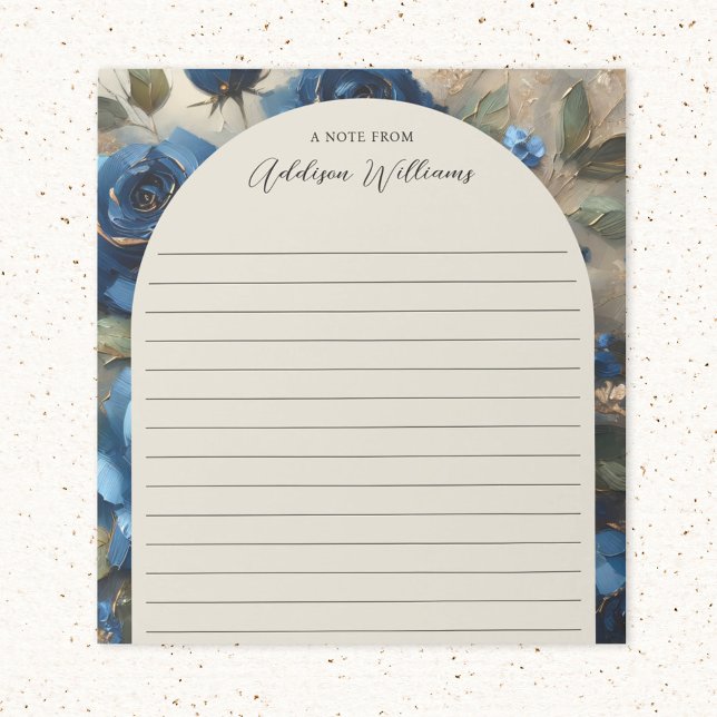 Navy Blue Roses Gold Gilding Lined Personalized Notepad (Creator Uploaded)
