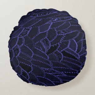 Navy Blue Round Throw Pillow