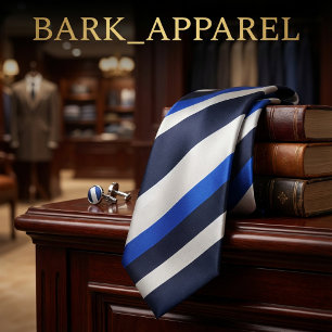 Navy Blue & Royal Blue Diagonal Stripe Modern  Neck Tie