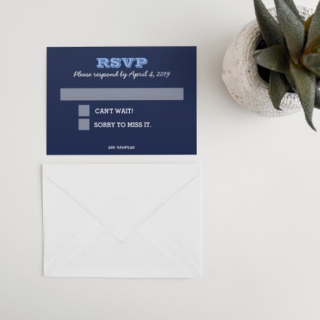 Navy Blue RSVP Card with Guest Message Lines (Creator Uploaded)