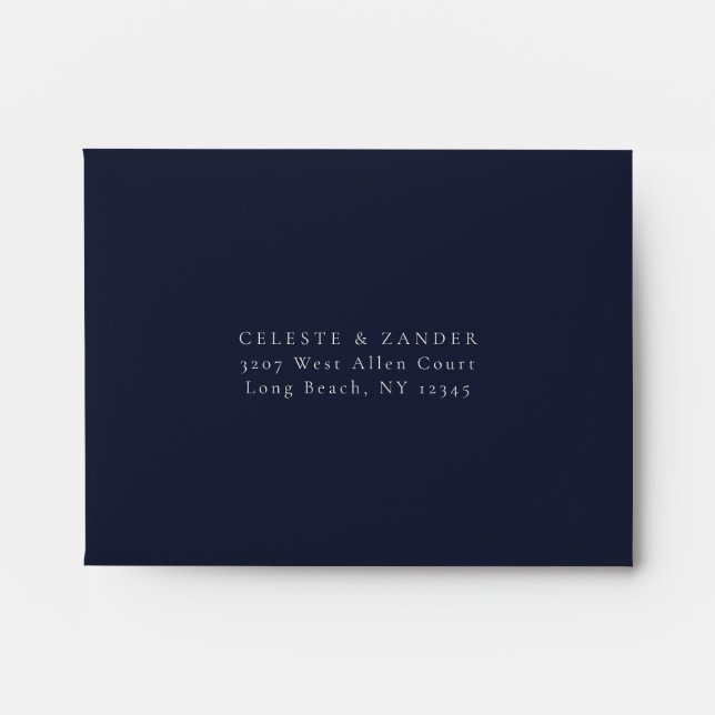 Navy Blue RSVP Return Address Envelope (Front)