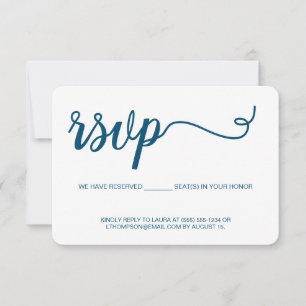 Navy Blue RSVP without mailing Reserved Seat Card
