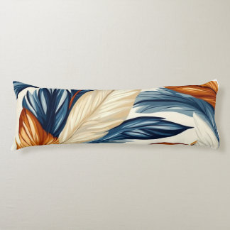 Navy Blue & Rust Orange Botanical Feather Body Pillow
