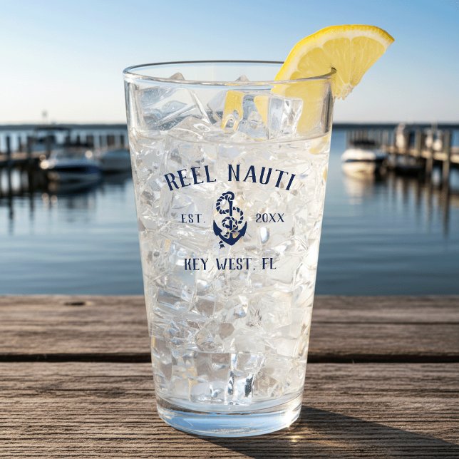 Navy Blue Rustic Anchor | Boat Name Glass (Creator Uploaded)