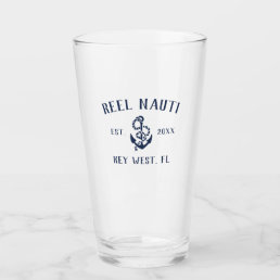 Navy Blue Rustic Anchor | Boat Name Glass