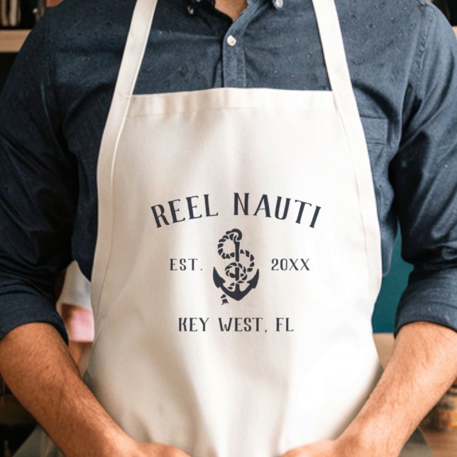 Navy Blue Rustic Anchor Custom Boat Name Adult Apron (Creator Uploaded)