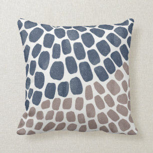 Navy blue rustic artsy hand painted design throw pillow