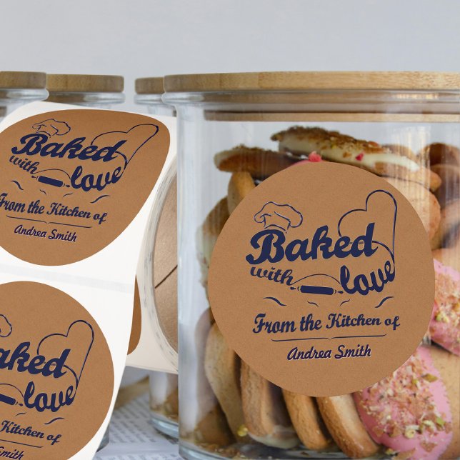 Navy Blue Rustic Baked With Love Custom Label  (Creator Uploaded)